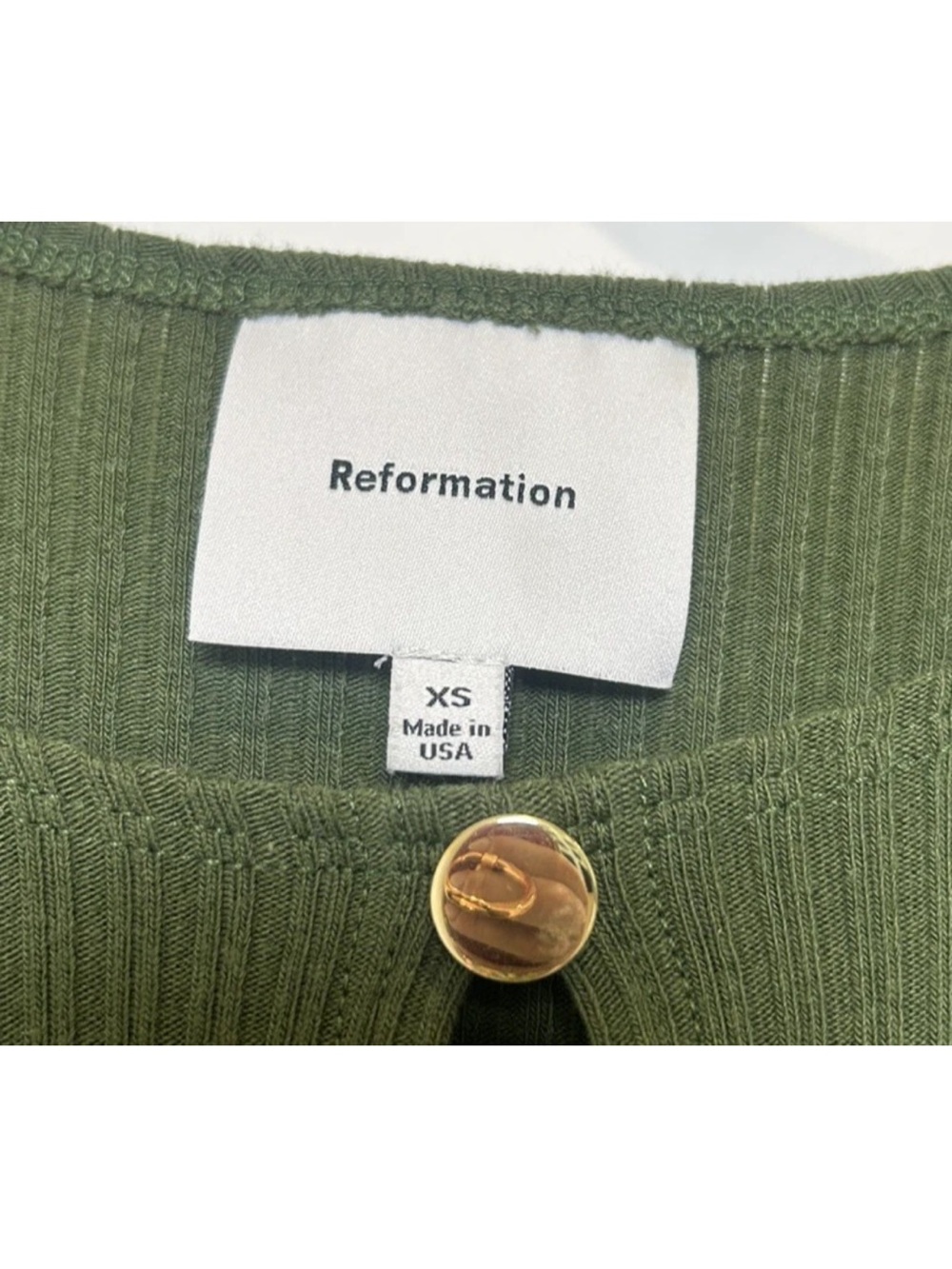 Reformation Hayden Knit Ribbed Maxi Dress Long Sleeve Fern Green Bodycon Size XS - Picture 4 of 5